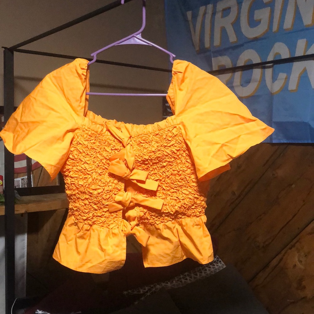 Anthropologie top size medium bright orange super fun top